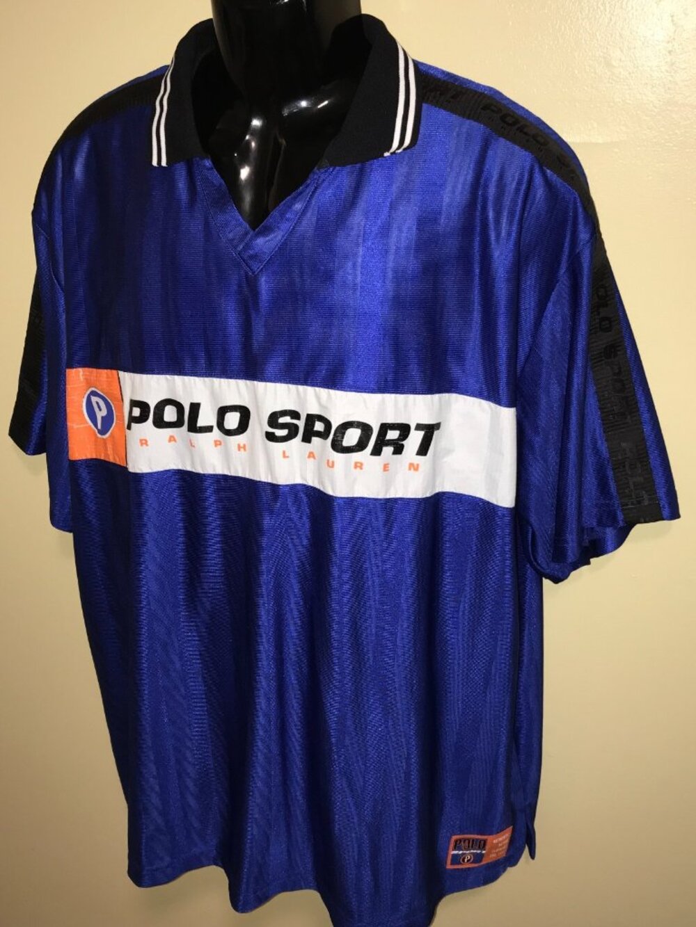 Men's Vintage Polo Sport Ralph Lauren Distressed Jersey Polo Shirt-Size XL - Picture 12 of 16